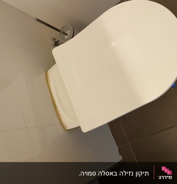 אסלה לבנה עם מברשת ניקוי בצד